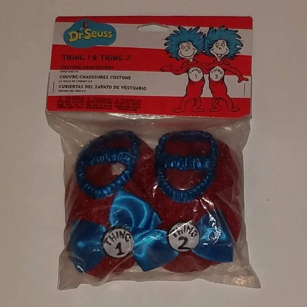 NEW Dr Seuss Thing 1 & Thing 2 Costume Shoe Covers Toddler Size 3-6 Cat In Hat